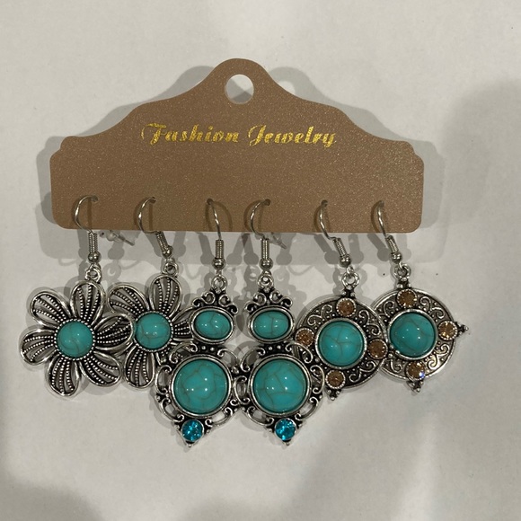 Three Earrings, Vintage Bohemian Style - NEW - Picture 1 of 5